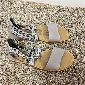 Blowfish Gray and Black Strappy Sandals